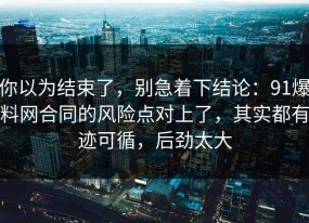 你以为结束了，别急着下结论：91爆料网合同的风险点对上了，其实都有迹可循，后劲太大