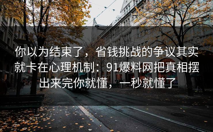 你以为结束了，省钱挑战的争议其实就卡在心理机制：91爆料网把真相摆出来完你就懂，一秒就懂了